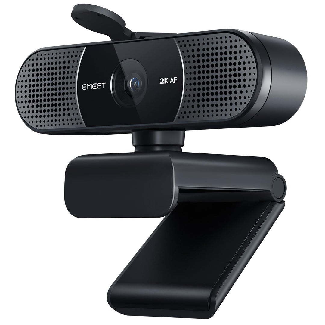 EMEET 2K Webcam - C960 2K Webcam mit Dual Mikrofon, Web Cam mit Objektivabdeckung, 76° Streaming Kam