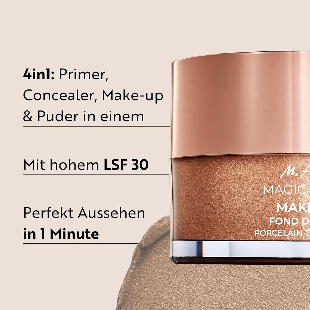 M. Asam Magic Finish Porcelain Teint LSF 30 Make-up (30ml), 4-in-1 Mousse: Primer, Puder & Concealer