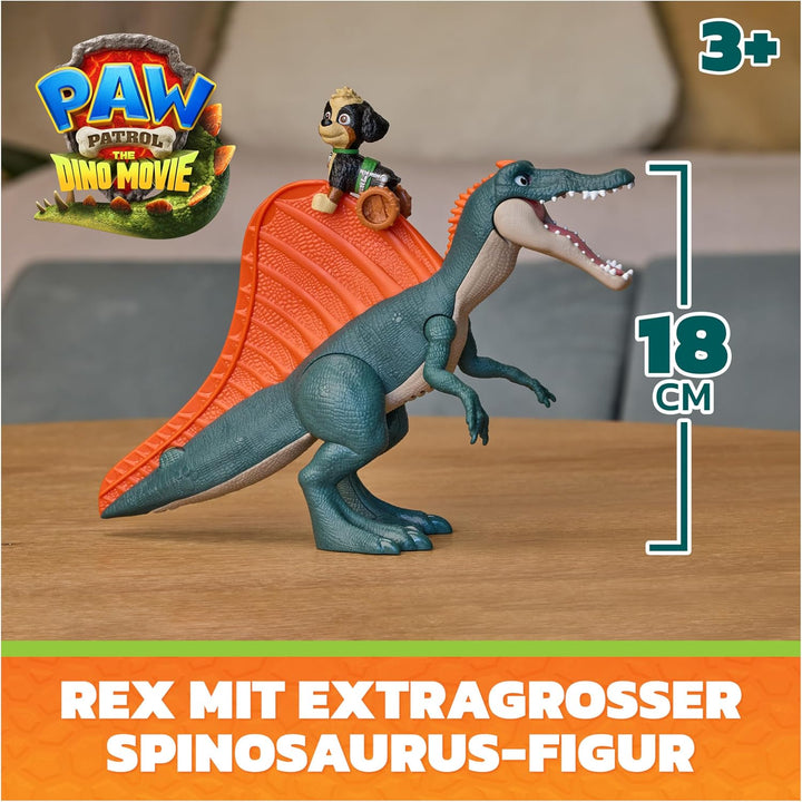 PAW PATROL: Der Dino Film Rise &amp; Roll Dino-Set mit Rex, ab 3 Jahren | 18 cm Spinosaurus | Dino-Wirbe