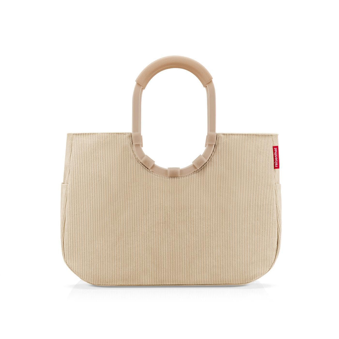 reisenthel loopshopper L cord sand – Stabile Tasche mit praktischen Fächern aus recycelten PET-Flasc