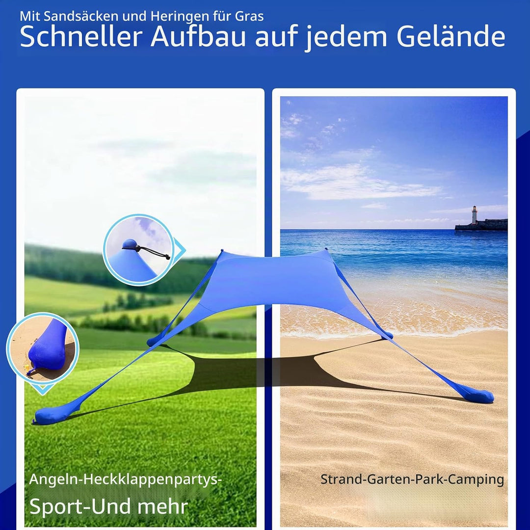 Cuupo Strandzelt, Pop-Up, 2x2.1 m, LSF 50, Lycra, Sonnenschutz, für den Aussenbereich, Anti-Wind, So