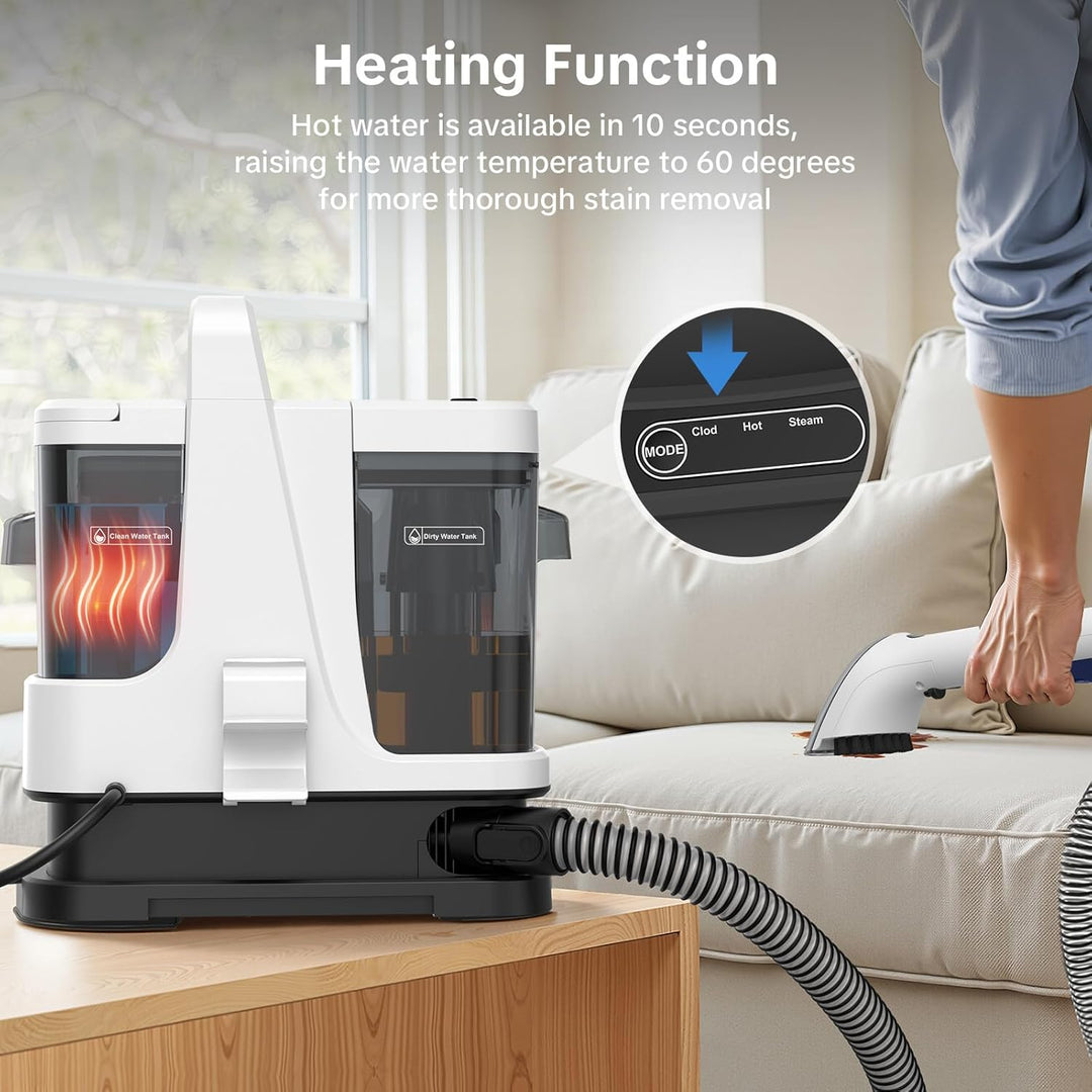 Lubluelu 4 Modes Carpet Cleaner Machine with Inhalation mode&Steam&Hot&Cold Water System 22Kpa Power