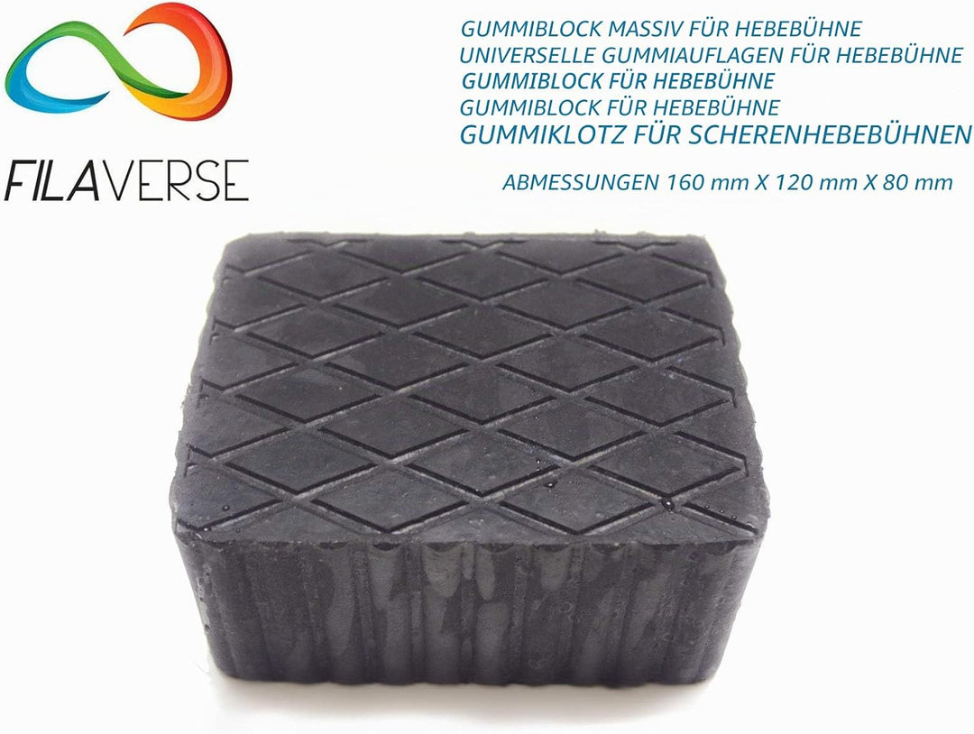 FILAVERSE Gummiauflage 160x120x80mm - KIT mit 4 gummiklotz für Kfz Hebebühnen. Abmessungen des Gummi