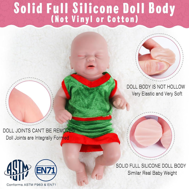 Vollence 36 cm Augen Geschlossen VollSilikon Baby Puppen, Nicht Vinyl Puppen, Kann Einen Schnuller N