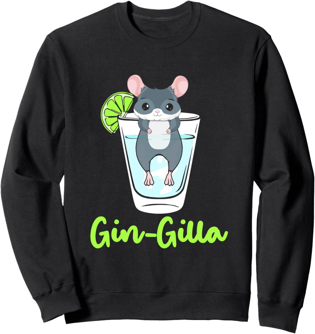 Gin Gilla Lustiger Wollmaus Wortwitz Chinchilla in Gin Glas Sweatshirt