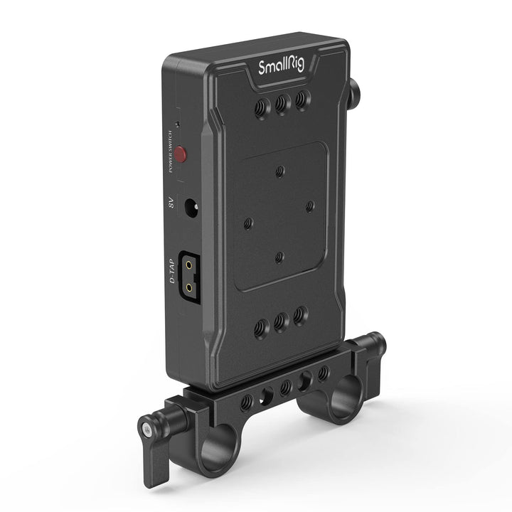 SMALLRIG V-Mount Akkuplattenadapter mit doppelter 15-mm-Stabklemme, für spiegellose/DSLR-Kamera, für