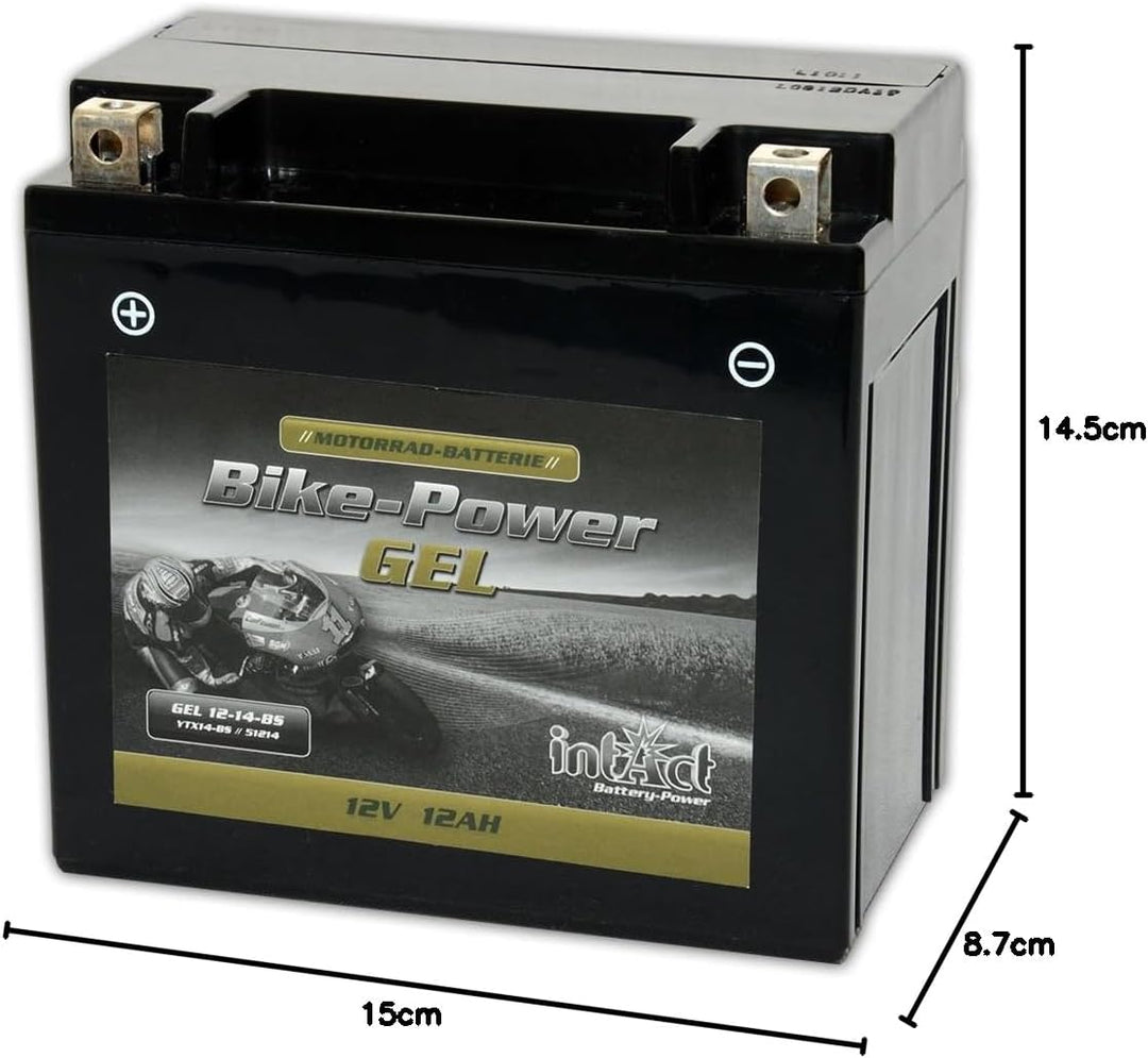 intAct - GEL MOTORRADBATTERIE | Batterie mit +30% Startleistung. Für Roller, Motorrad, Quad, Rasentr
