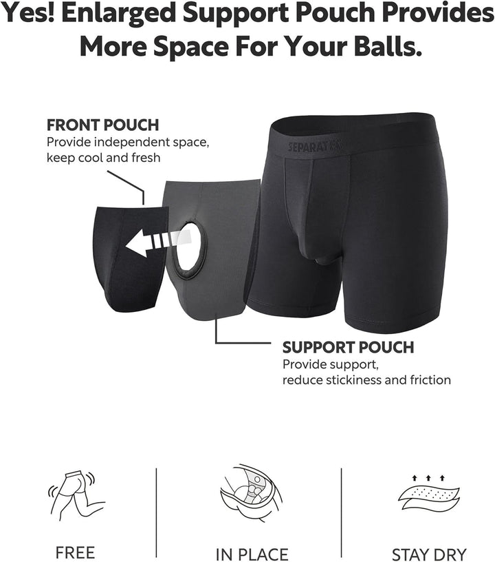 Separatec Herren Boxershorts Mehrfachpack Doppelbeutel Dual Pouch, Bambus Unterhosen Männer, Stretck