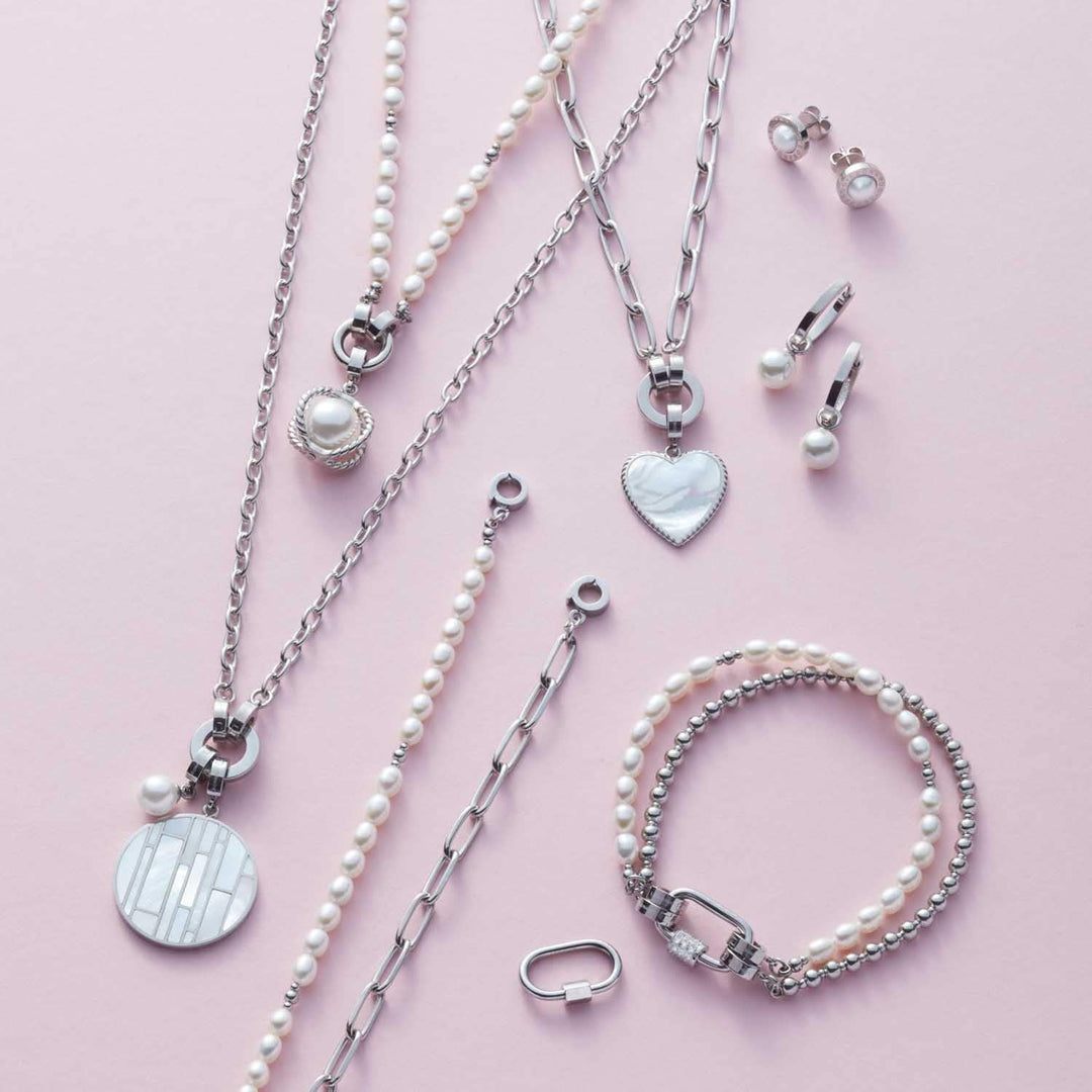 Leonardo Jewels Clip&amp;Mix Paola Halskette aus Edelstahl, klassische silberfarbene Erbskette, mittelll
