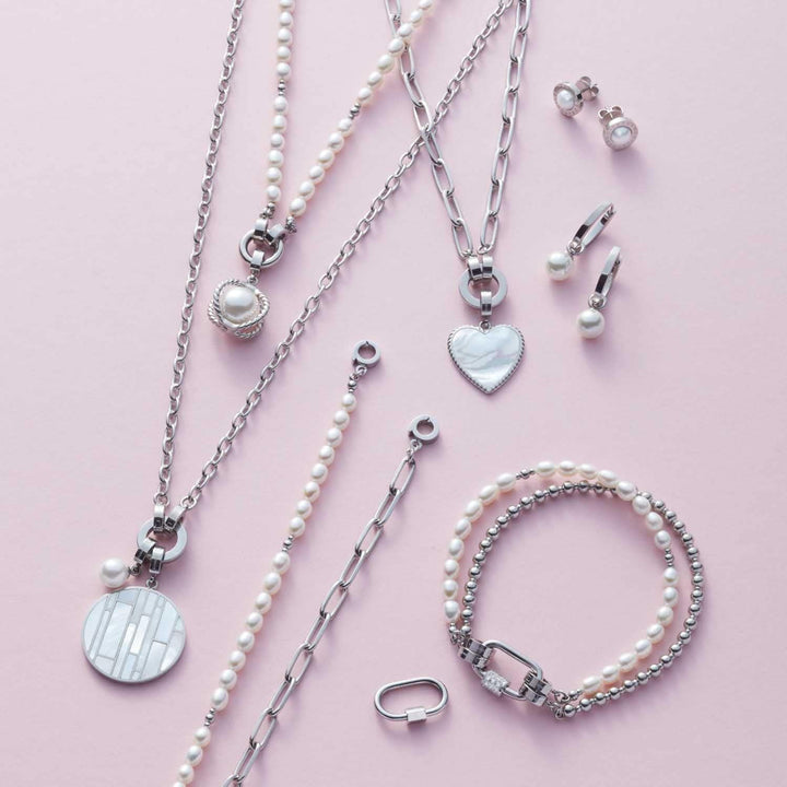 Leonardo Jewels Clip&amp;Mix Paola Halskette aus Edelstahl, klassische silberfarbene Erbskette, mittelll