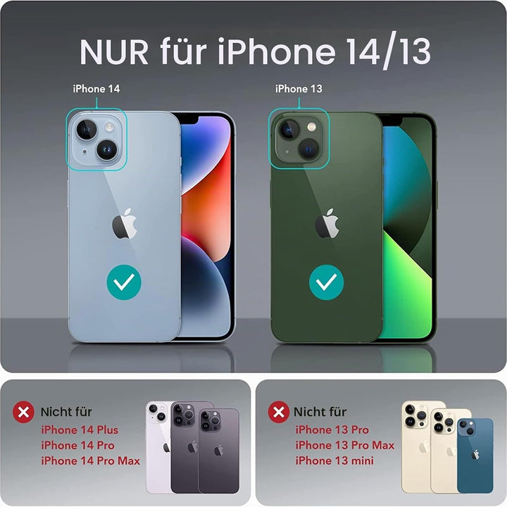 Handykette mit Band für Apple iPhone 14 Hülle und iPhone 13 Hülle - Necklace Handyhülle - Transparen