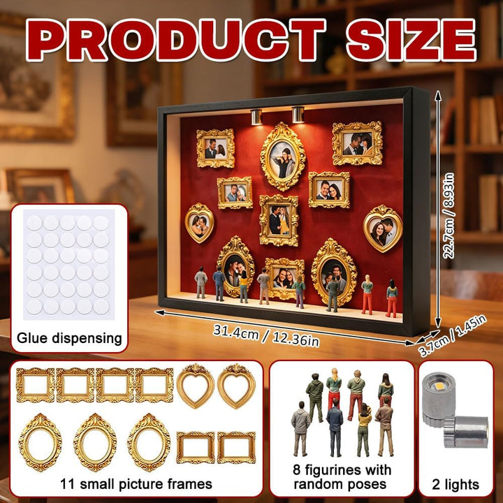 DIY Mini Museum Silhouette Box, Museum of Us Kreatives Bilderrahmen Set mit 11 Gold Rahmen & 8 Figur