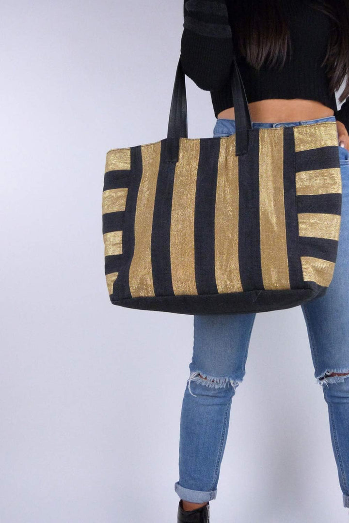 The Handbag Edit Large Tote Schultertasche Mehrfarbig (Striped), Mehrfarbig (Striped)