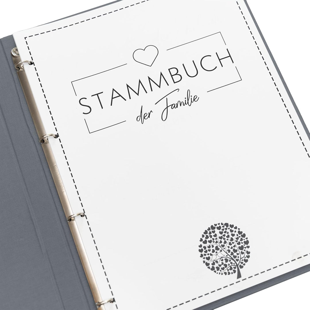 Hochzeitideal – Stammbuch der Familie Serie Alan grau DIN A4 - Buchbinderleinen Stammbuch Hochzeit -