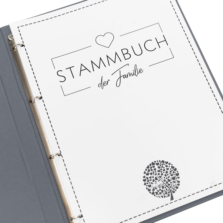 Hochzeitideal – Stammbuch der Familie Serie Alan grau DIN A4 - Buchbinderleinen Stammbuch Hochzeit -