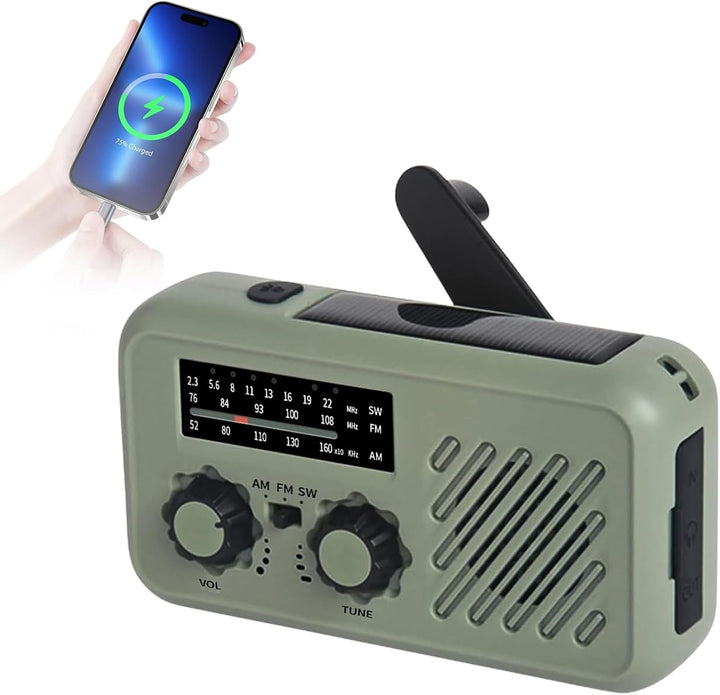 Notfall-Radio, Solar-Handkurbel-Radio AM FM USB wiederaufladbare Power Bank Notfall-Wetter-Radios fü