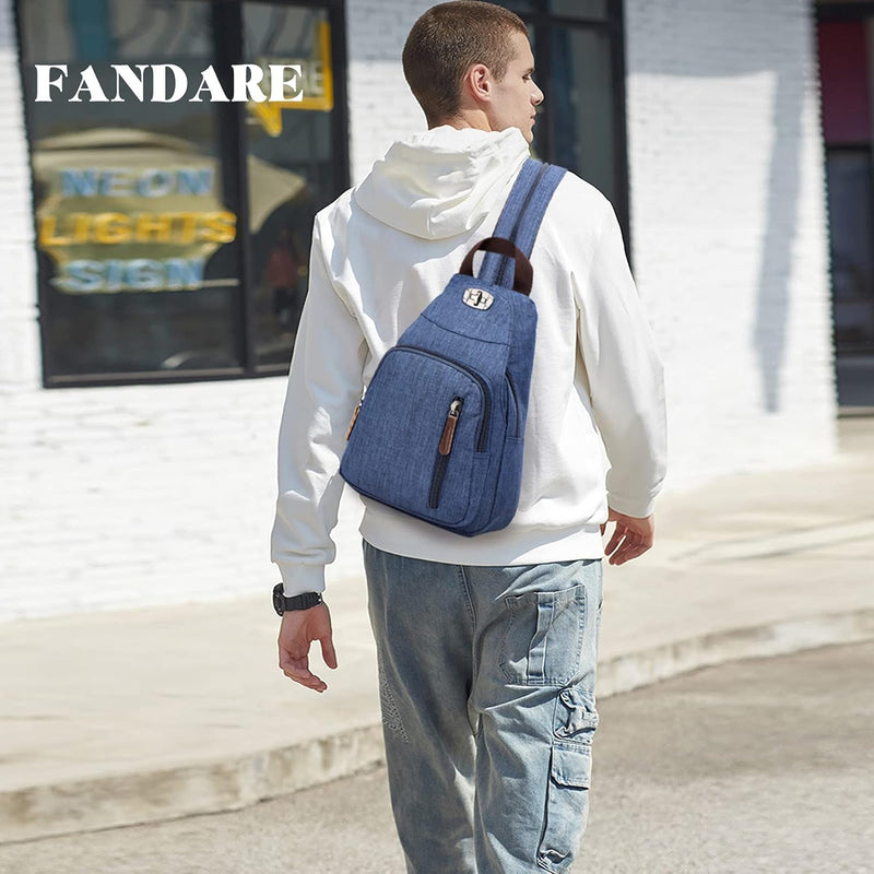 FANDARE Retro Brusttasche Sling Bag Klein Rucksack Schulranzen Umhängetasche Schulrucksack Sporttasc