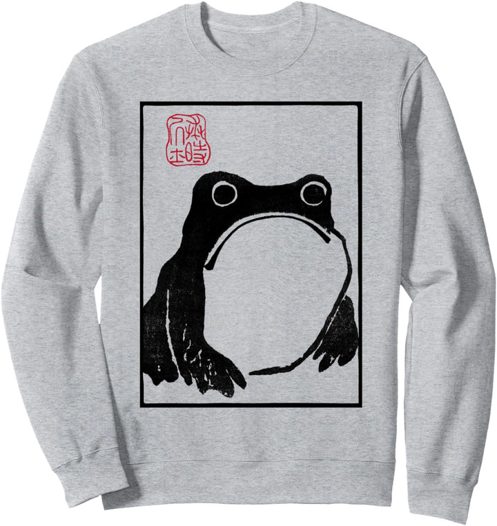 Grumpy Frog Unbeeindruckt Toad Vintage Japanische ästhetische Kunst Sweatshirt
