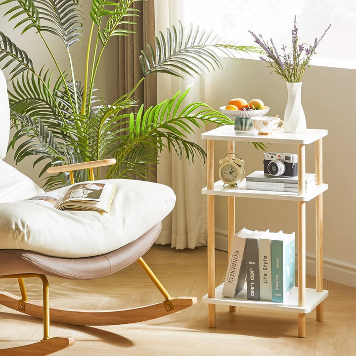 IBUYKE Holz Beistelltisch, Nachttische mit 3 Ebenen, 39x29x68.5cm, Couchtisch, Sofatisch, für Schlaf