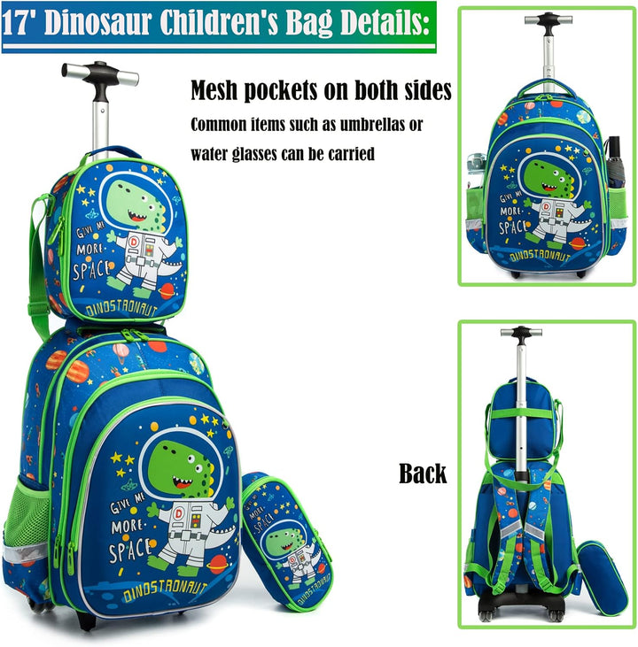 Rucksack Junge Schulranzen Trolley Schulrucksack Mädchen Teenager 3PCS 17” Kinder Schultrolley Geeig