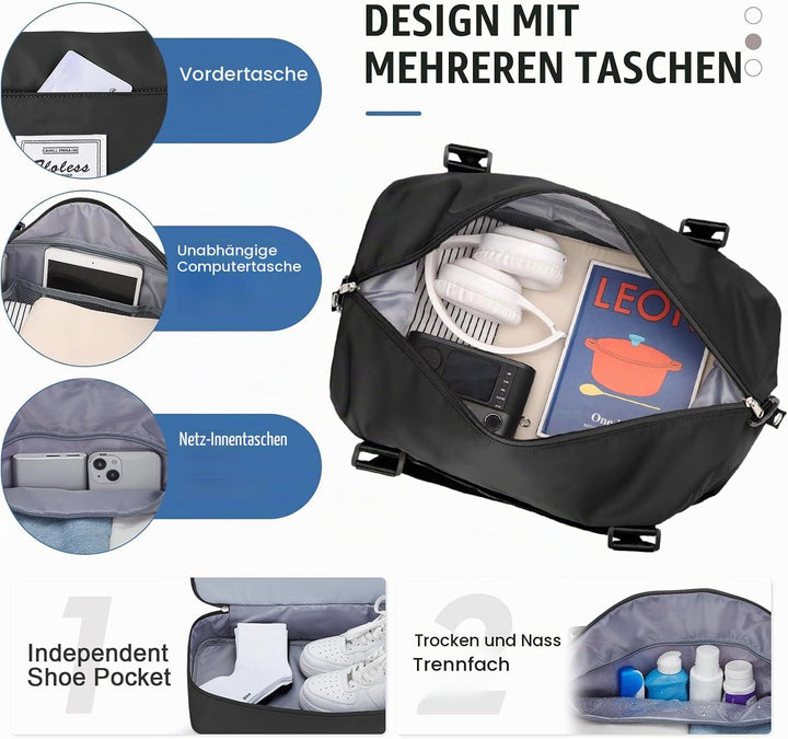 Gross Reisetasche Damen Handgepäck Tasche Sporttasche Weekender Bag Schwimmtasche Wasserdicht Travel