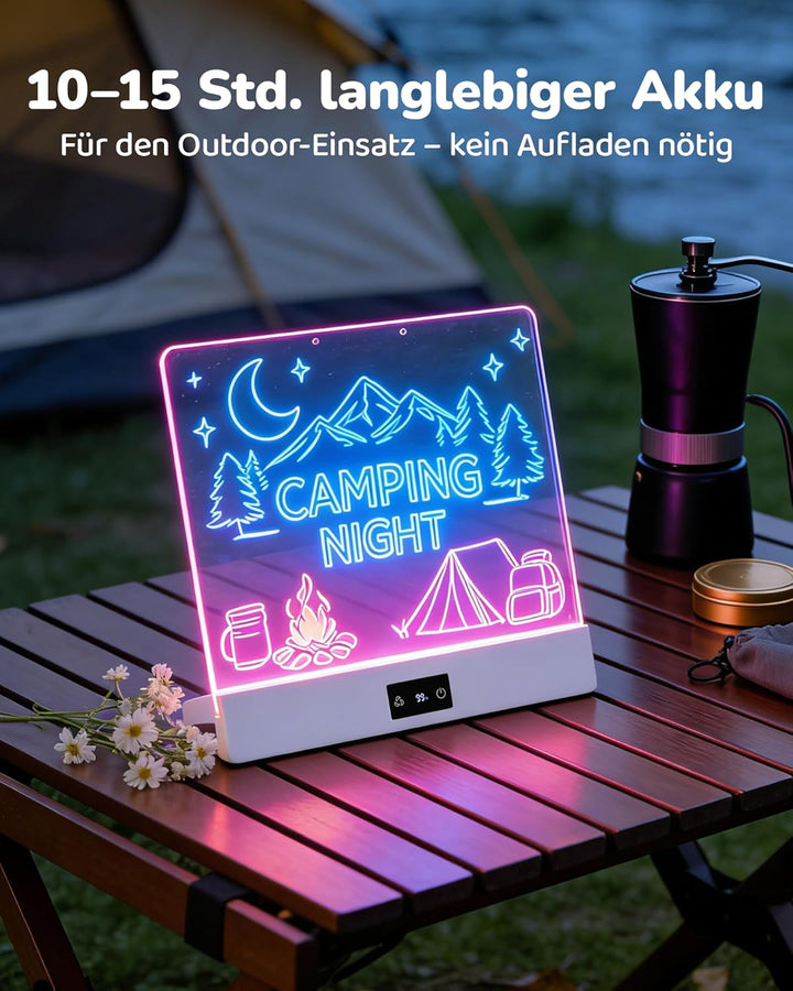 KOKODI LED Zeichenbrett für Kinder: Kreative, wiederaufladbare Neonlicht Maltafel 30x26cm Acryl Noti
