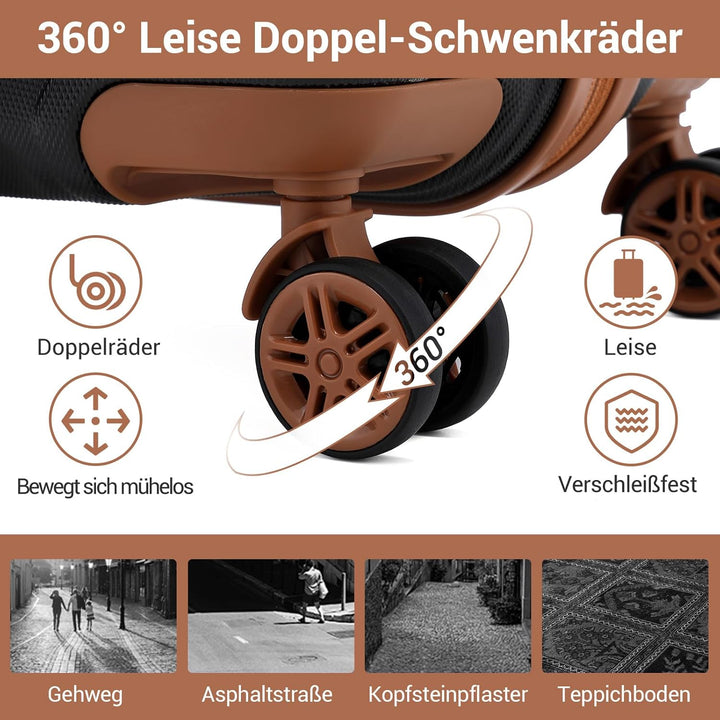 KONO Koffer Trolley Reisekoffer aus ABS+PC – Leichter Hartschalenkoffer mit 4 Zwillingsrollen und TS