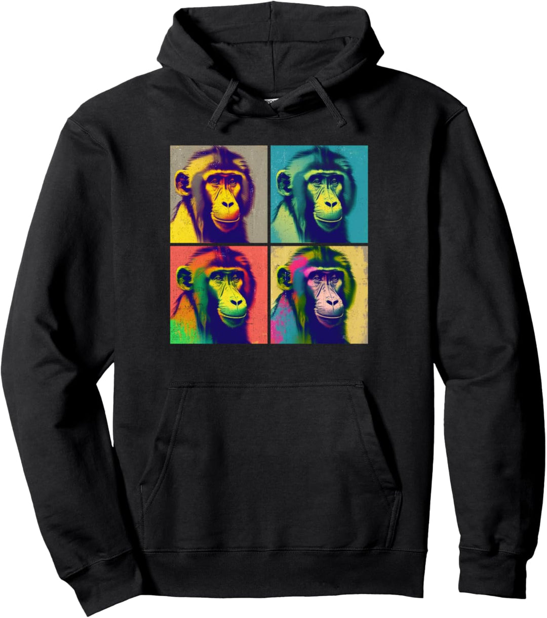 Baboon Pop Art Design Illustration Bunte Tier Frauen Männer Pullover Hoodie