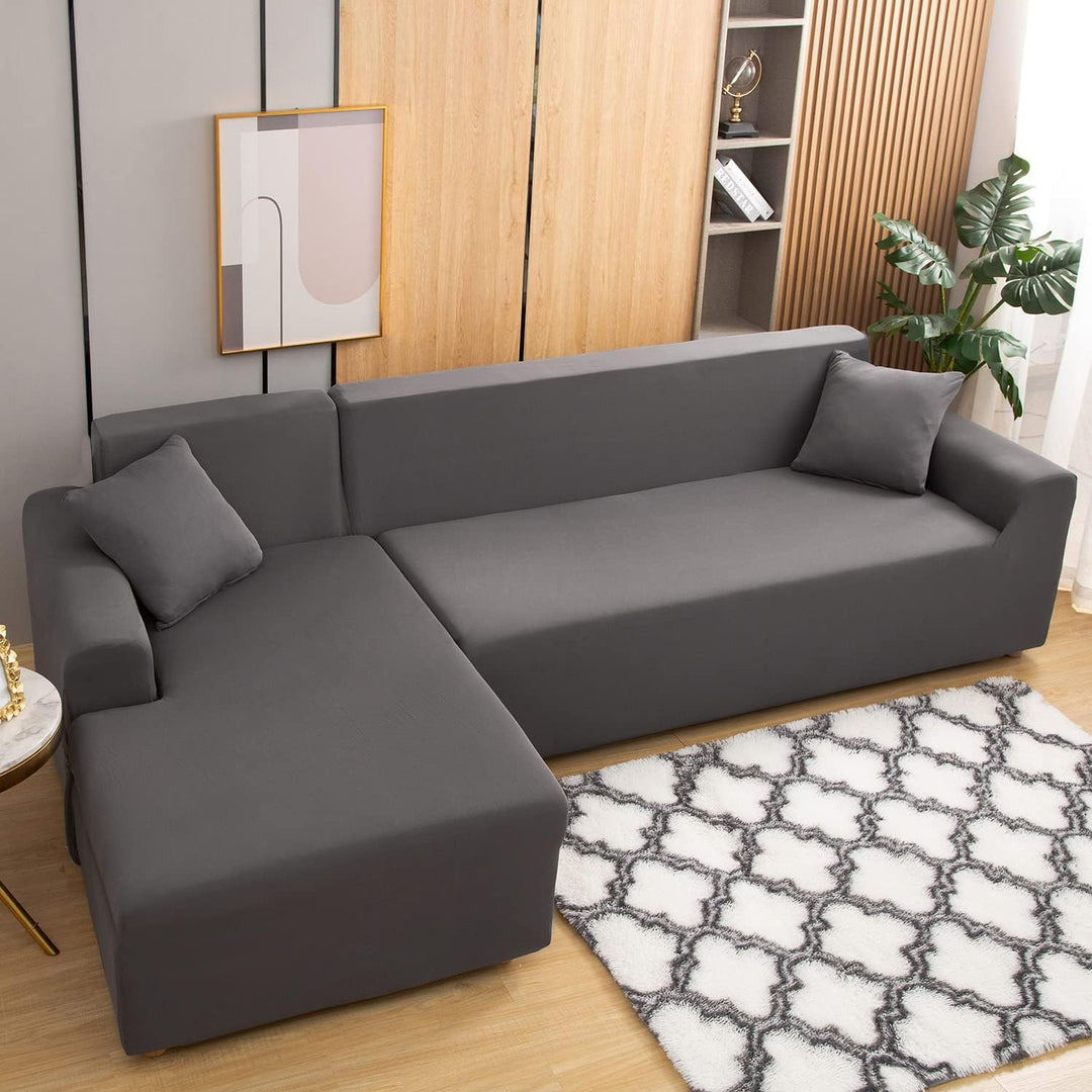 ShowyLive Sofa Überzug Couch Überzug 2er Set für Ecksofa L-Form Sofabezug 3 Sitzer+4 Sitzer, mit 2 S