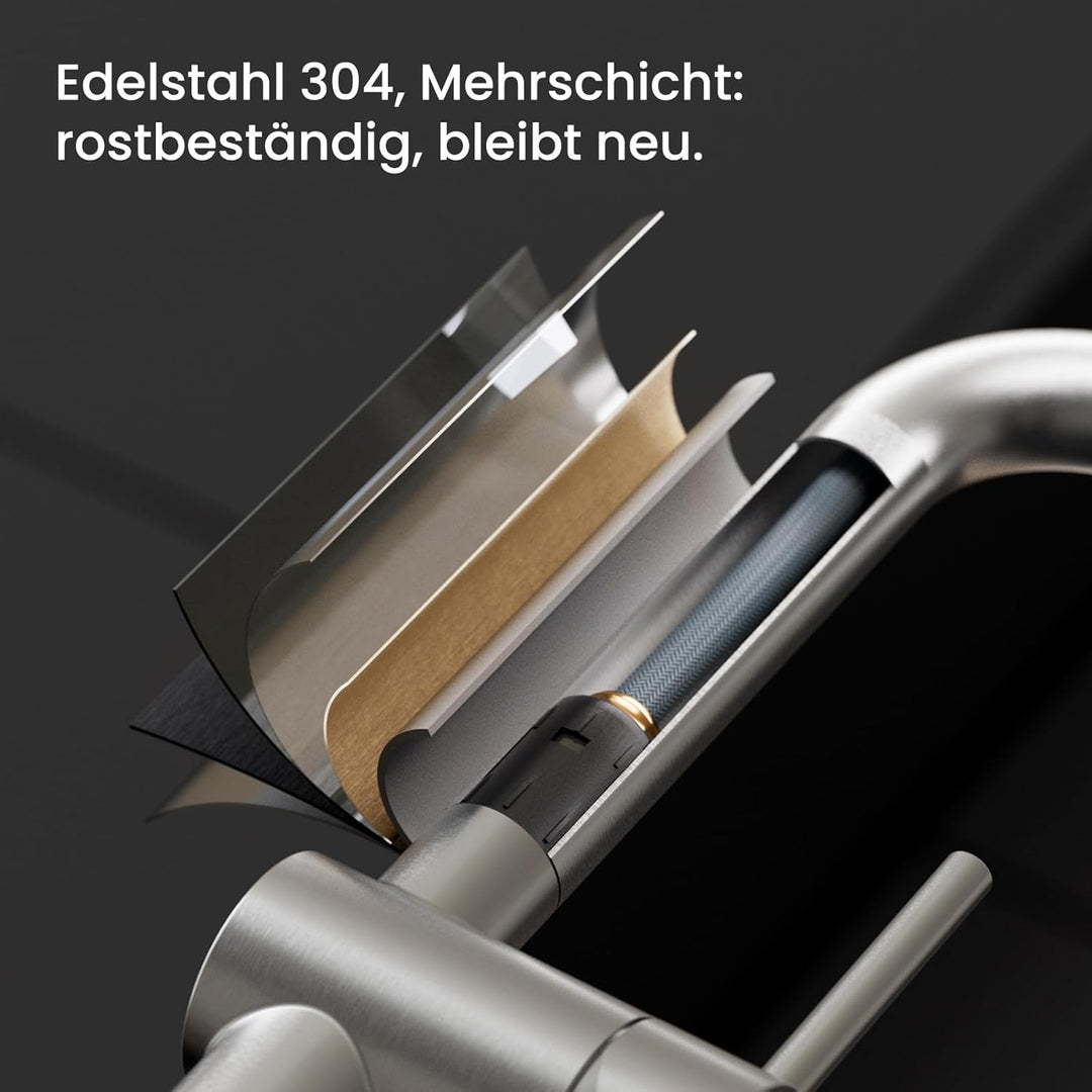 CECIPA Küchenarmatur Ausziehbar Küchenarmatur mit 2 Strahlarten 360° Drehbar Mischbatterie Einhebelm