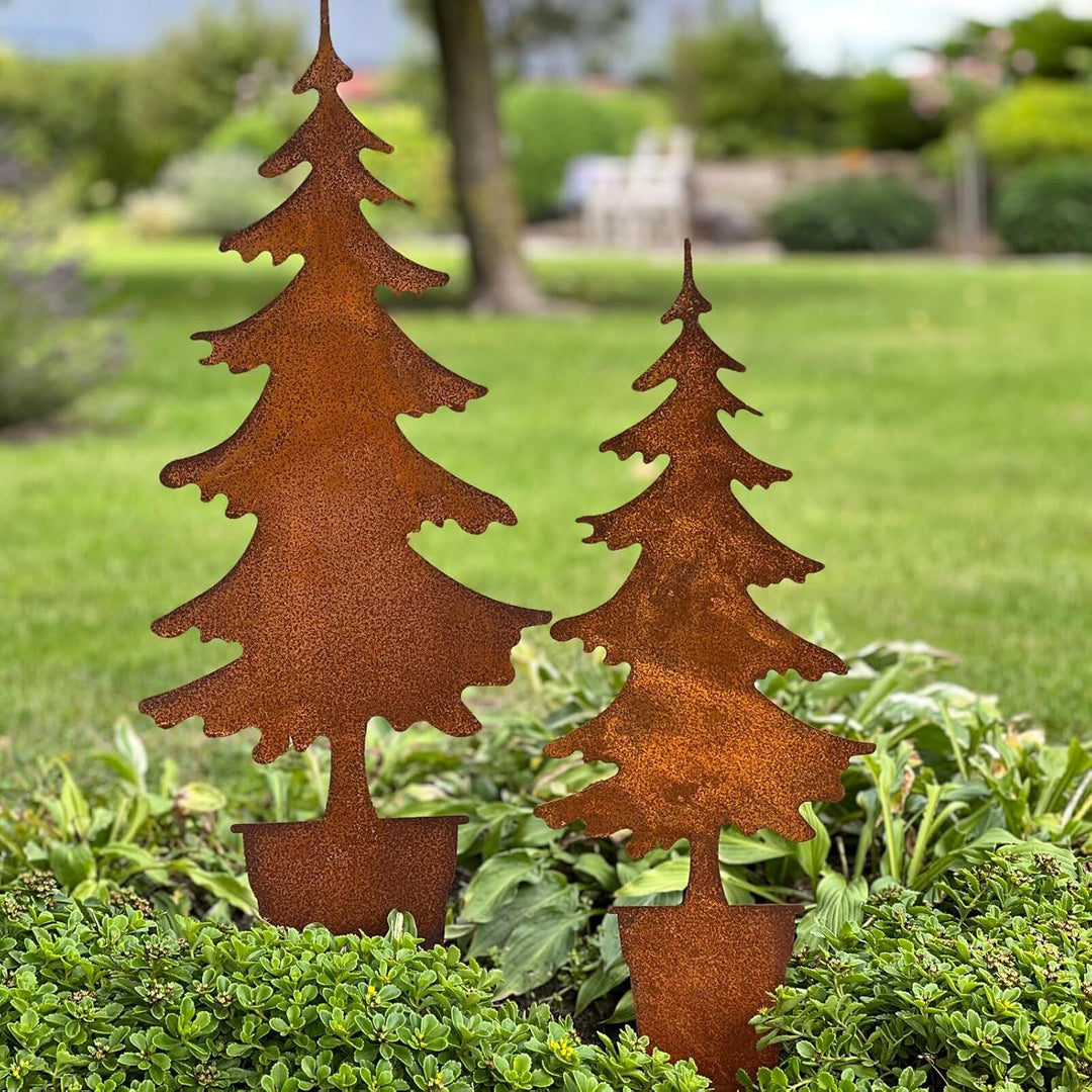 Storm's Gartenzaubereien Tannenbaum Rostdeko aus Metall gross und klein in Rostoptik 75-57cm Weihnac