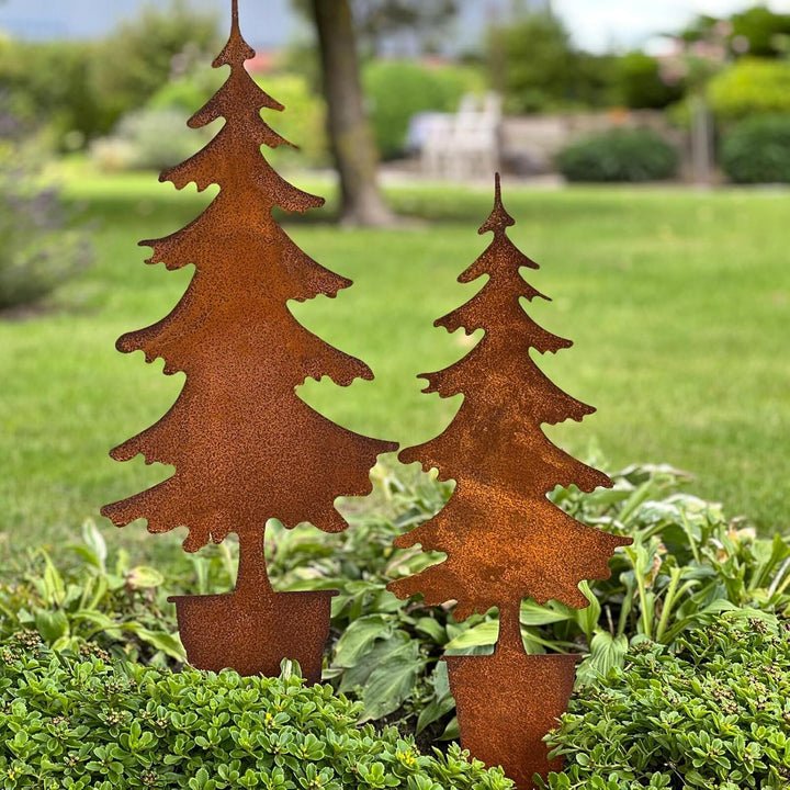 Storm's Gartenzaubereien Tannenbaum Rostdeko aus Metall gross und klein in Rostoptik 75-57cm Weihnac
