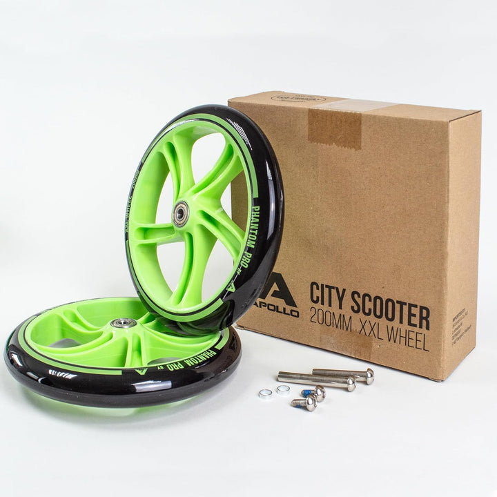 Apollo City Scooter 200mm Ersatzräderset - Pro Wheels mit ABEC 7 Kugellager, Roller Rad Ersatz-Räder