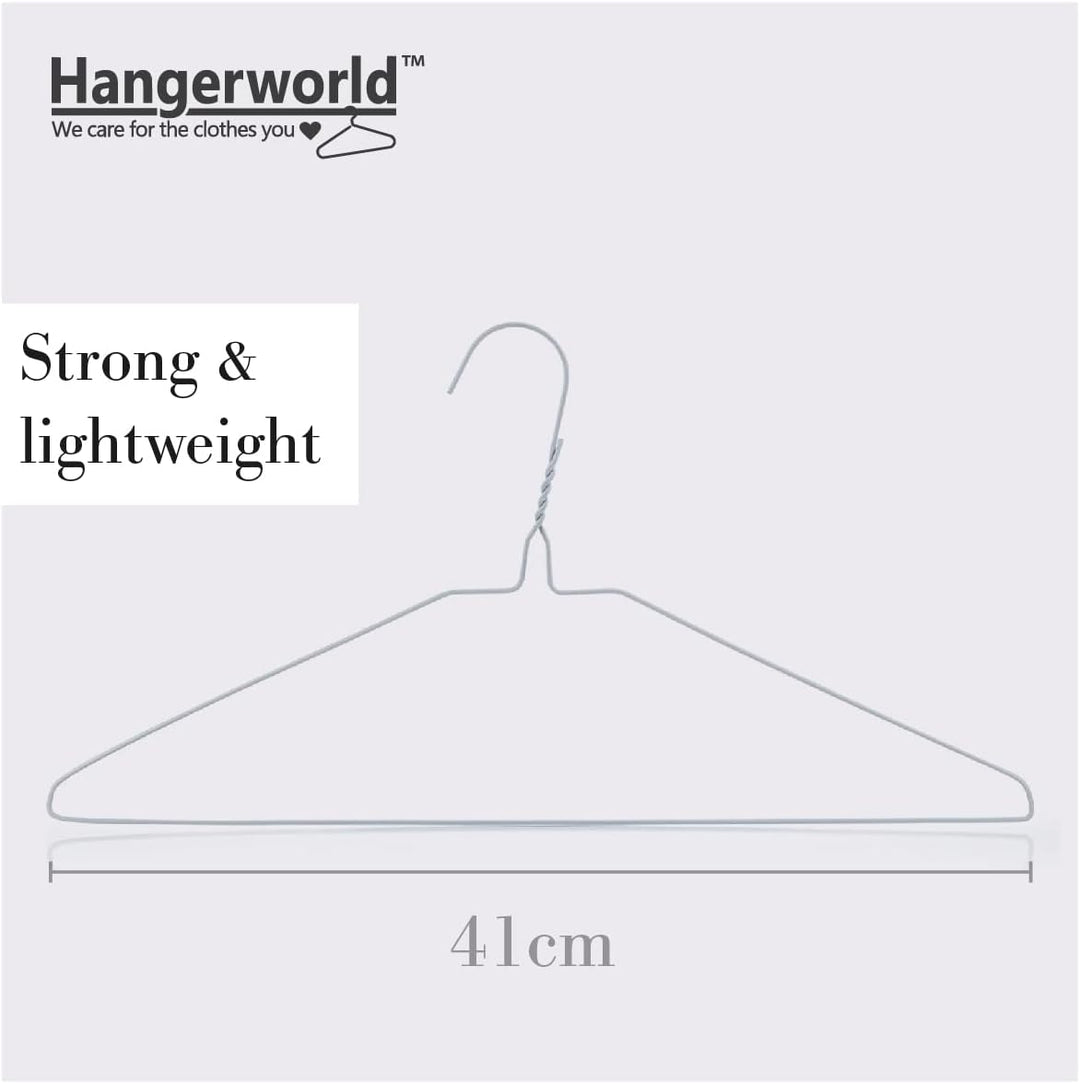 Hangerworld 20 Draht Kleiderbügel 40cm Weiss Mit Einkehrbung Metall-Kleiderbügel Extra flach, 20