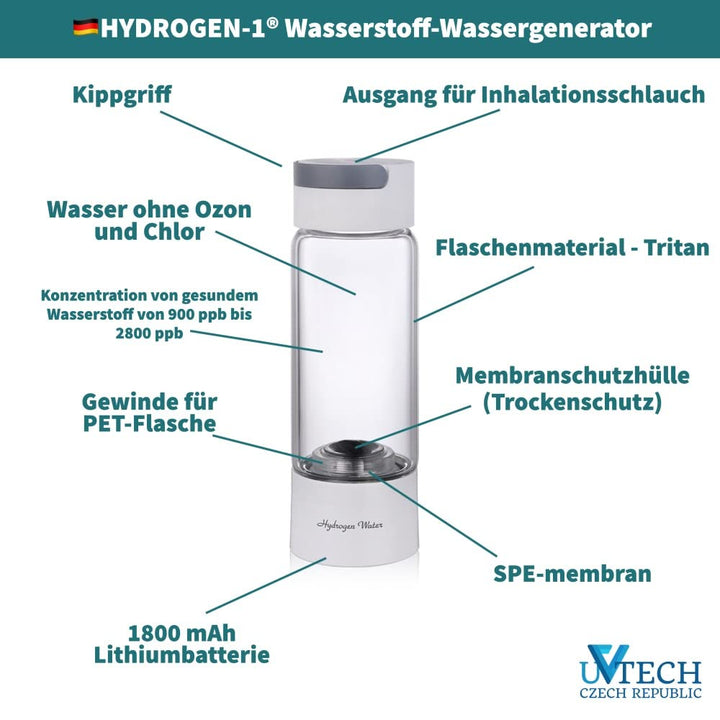 Hydrogen-1 Wasserstoff Wasser generator 400ml PEM-membran Wasserstoff-Inhalation