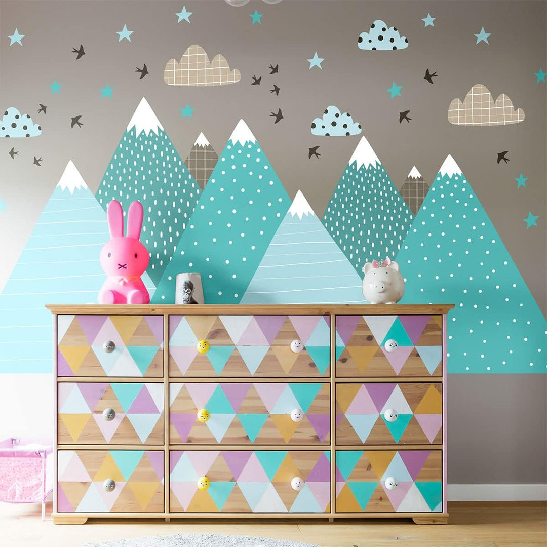 Wandsticker Kinder Deko Babyzimmer Wandsticker Kinder Wandsticker skandinavische Berge Jessika H80 x