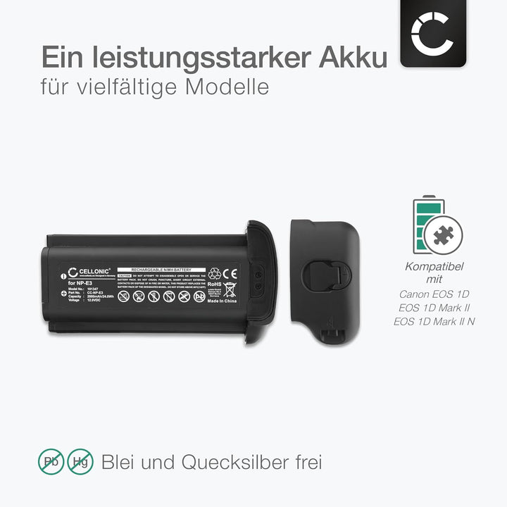 subtel® Kamera Ersatzakku NP-E3 für Canon EOS 1D EOS 1D Mark II EOS 1D Mark II N EOS, Ersatz Akku 20