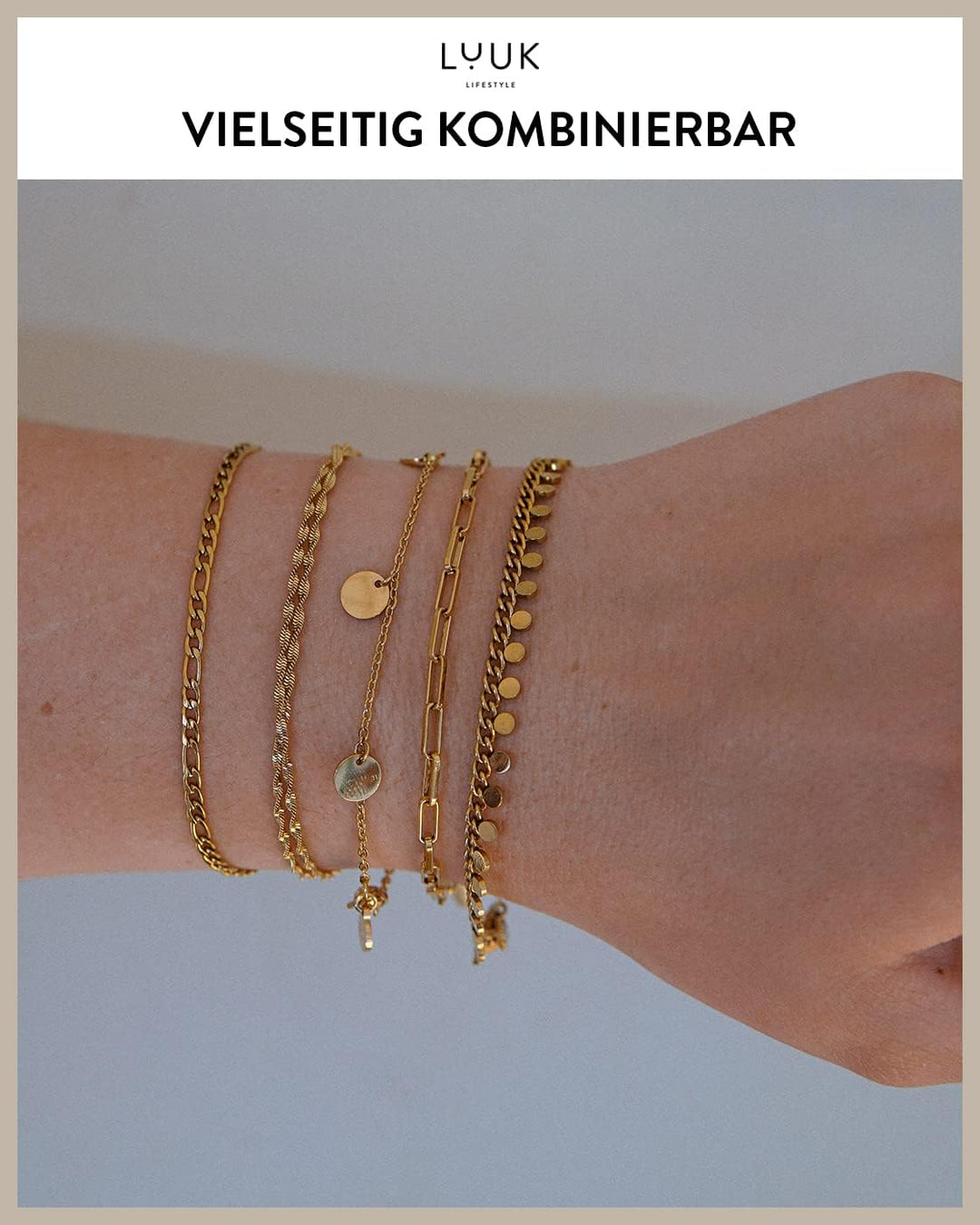 LUUK LIFESTYLE Halsketten, Armbänder und Schmucksets aus Edelstahl, modernes und schlichtes Design,
