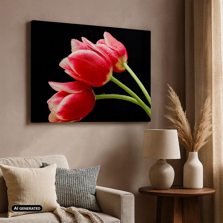 Bilder auf Leinwand 100x70cm Leinwandbild Tulpe garten blume blumenstrauss Gross Wanddeko Bild Schla