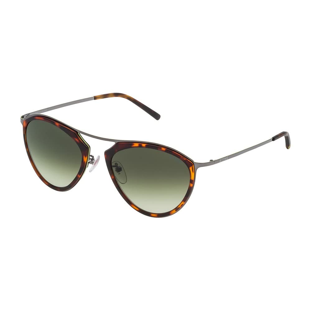 Sting Unisex SST075520E80 Sonnenbrille, Shiny Gun W/Green Part, 52/20/140