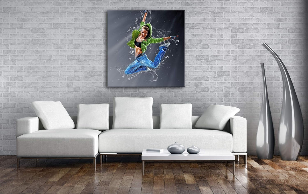 deyoli stylisher Tanz im Wasser Format: 70x70 als Leinwand, Motiv fertig gerahmt auf Echtholzrahmen,