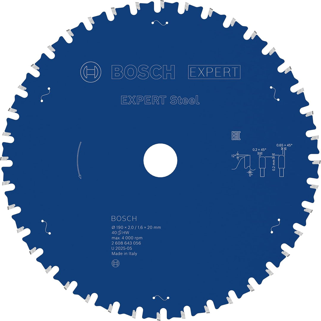 Bosch Accessories Bosch Professional 1x Kreissägeblatt Expert for Steel (für Stahl, Sägeblatt Ø 190