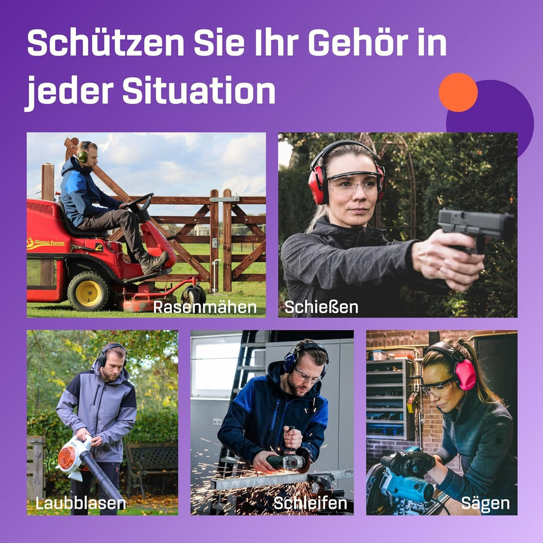 Vanderfields Gehörschutz für Erwachsene - SNR 26dB - 2er-Pack - Baustellen Kopfhörer - Kopfhörer Sch