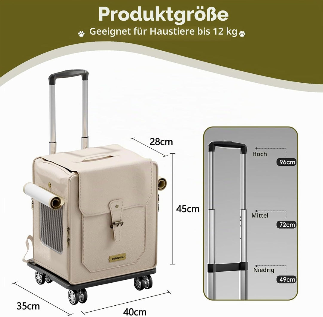 Galatée Haustier-Rucksack Mit Rädern, Haustier-Buggy, Hunde-Reisetasche Mit Abnehmbaren Rollrädern,