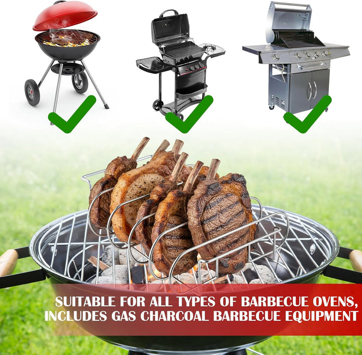 Rippchenhalter Grill,32x25x7cm Spareribs Halter Grill für 5 Spareribs,BBQ Rib Rack,Grill Rib Stand,S