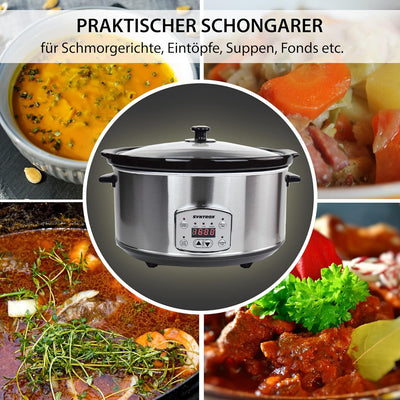 Syntrox Germany Schongarer mit 6,5L Slow Cooker mit 3 Heizstufen und Warmhaltefunktion und 320