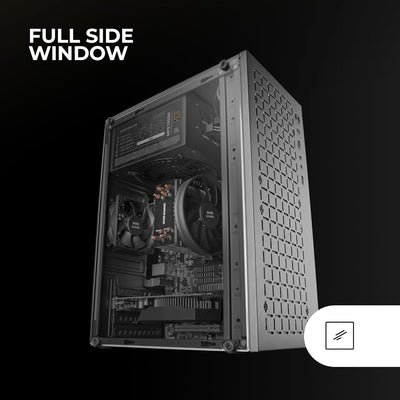 Mars Gaming MC-1000, Kompaktes MicroATX-Gehäuse, Metall-Mesh-Frontdesign, Volles Seitenfenster, 1x U