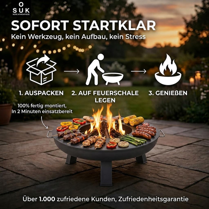 SOUK ONE Plancha Ø 80 cm Feuerring Feuerplatte Grillring für Feuerschale oder Feuertonne - Grillplat