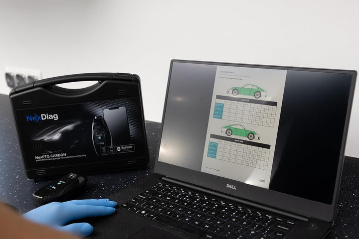 NexPTG Pro Carbon + Zertifikat Lackmessgerät Auto mit App für iOS & Android| Professionelles lackdic