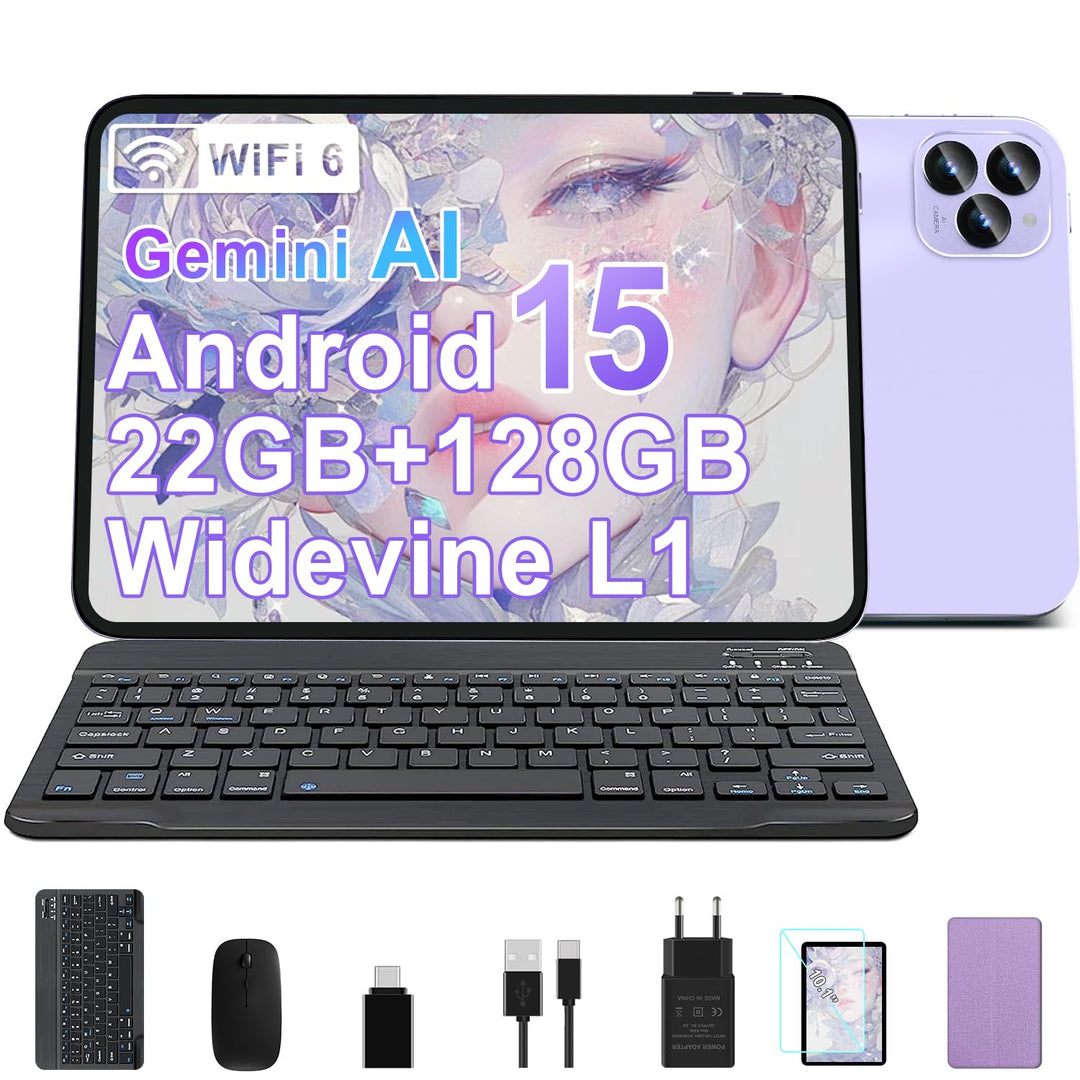 2026 Tablet 10 Zoll, Android 15, Octa-Core, 22 GB RAM + 128 GB ROM (2 TB TF) | WiFi 5G + 2,4G | GPS